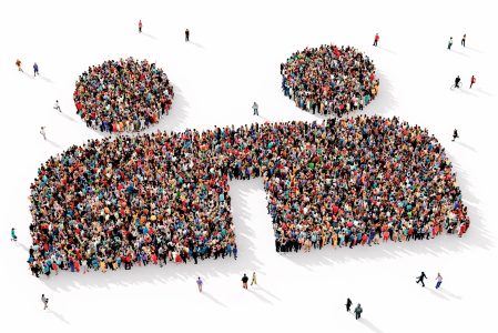 Large,And,Diverse,Group,Of,People,Seen,From,Above,,Gathered